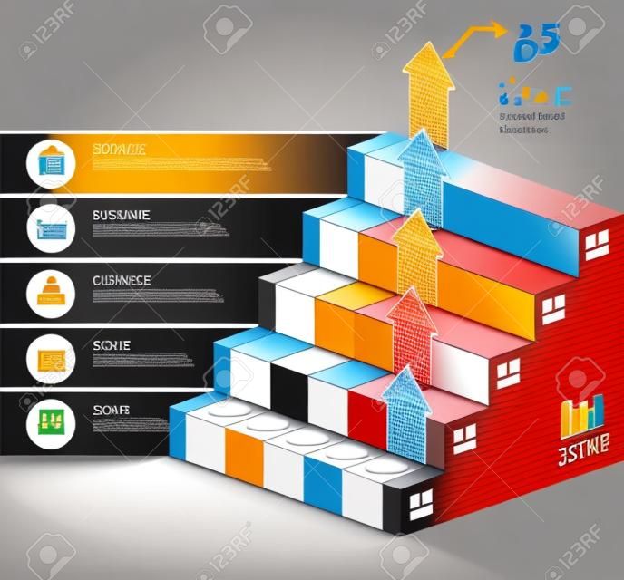 3D бизнес лестница шаблон схема. Векторная иллюстрация. может быть использован для размещения технологического процесса, баннер, варианты количество, активизировать опции, веб-дизайн, инфографика, шаблоны график.