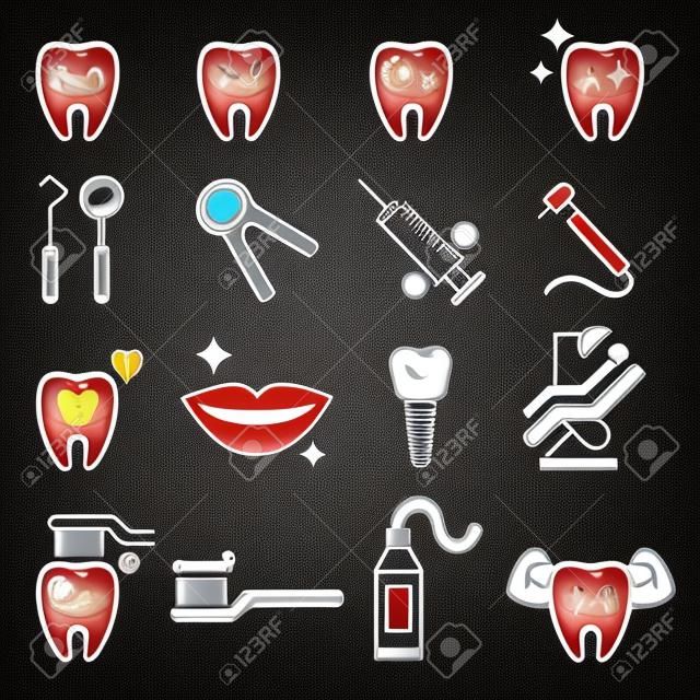 Stomatologiczne ikony zębów