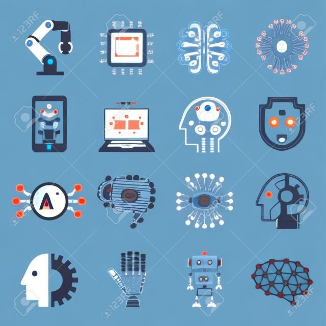 Ai robot artificial intelligence icons. Vector illustration.