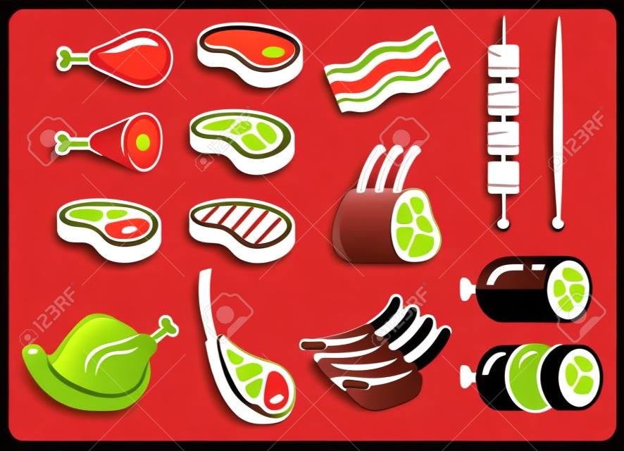 Les icônes de steak définissent des illustrations vectorielles.