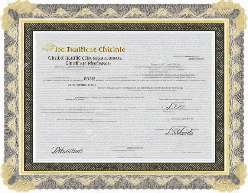 Certificado de estilo de garantía en blanco con borde decorativo