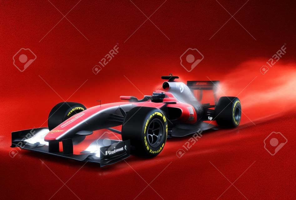3D rendent d'une voiture de course F1 générique avec effets spéciaux ajoutée