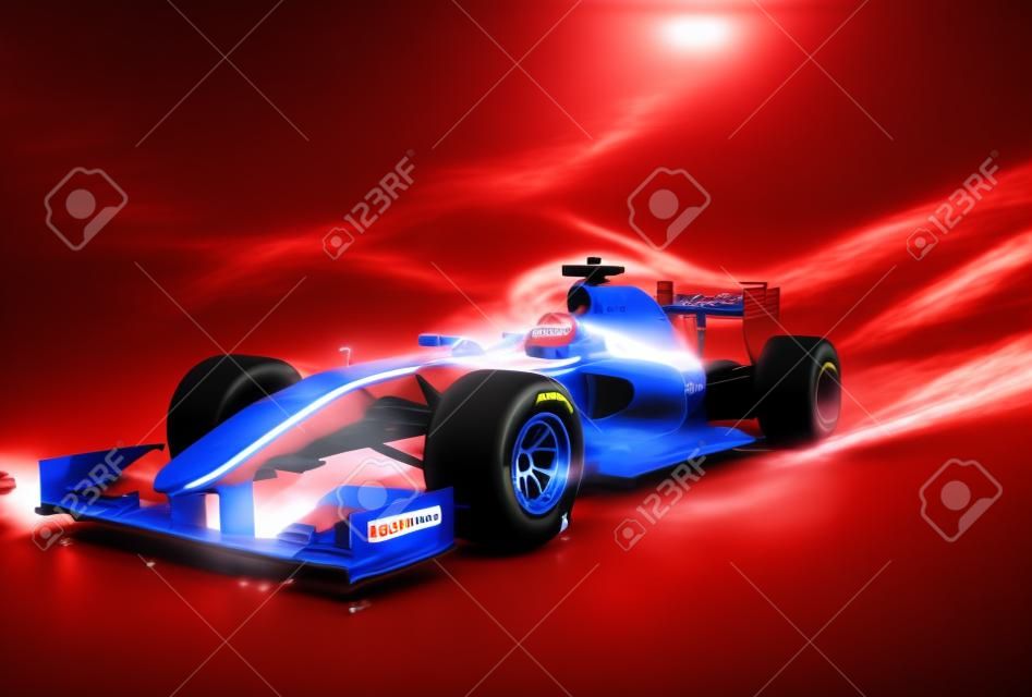 3D rendent d'une voiture de course F1 générique avec effets spéciaux ajoutée
