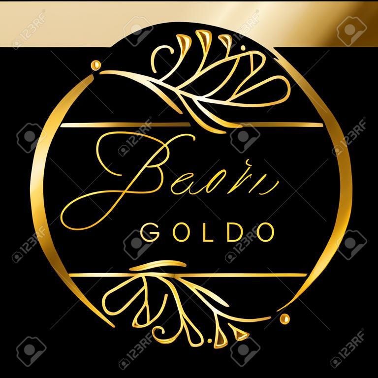 髪や美容院のためのエレガントな黒と金のロゴ