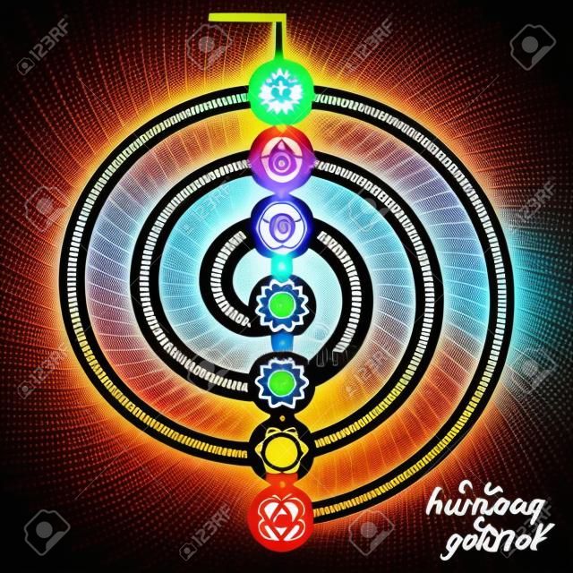 脉轮的象形文字符号choku丽集用于印度教佛教和阿育吠陀的元素为您设计矢量图的脉轮