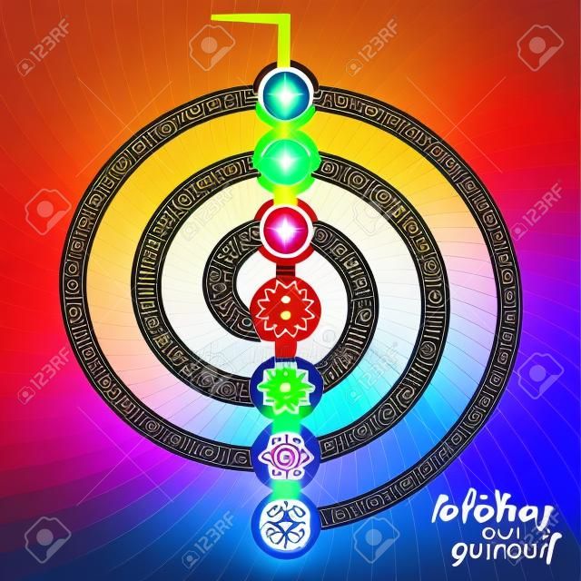 在choku川符號象形脈輪。坐落在印度教，佛教和印度草醫學使用的脈輪。元素為您的設計。矢量插圖