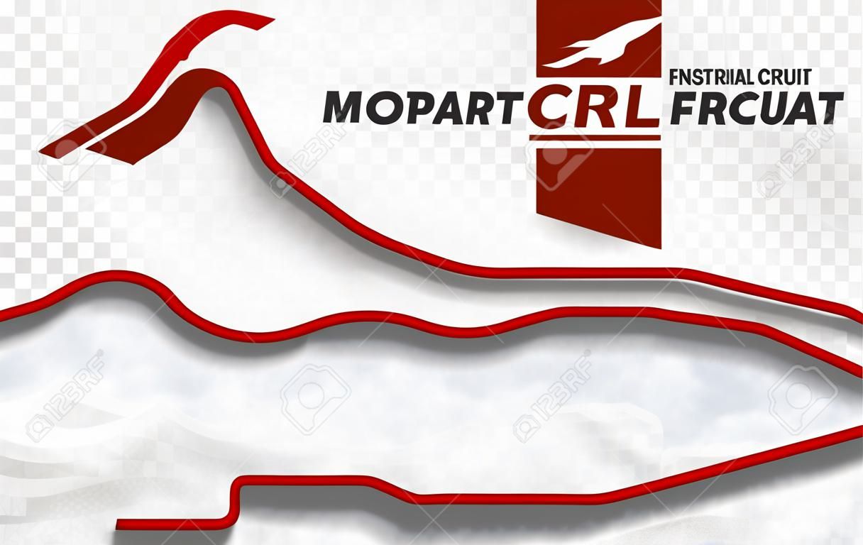 Australian grand prix race track. Detailed racetrack or national circuit for motorsport and formula1 qualification. Vector illustration.