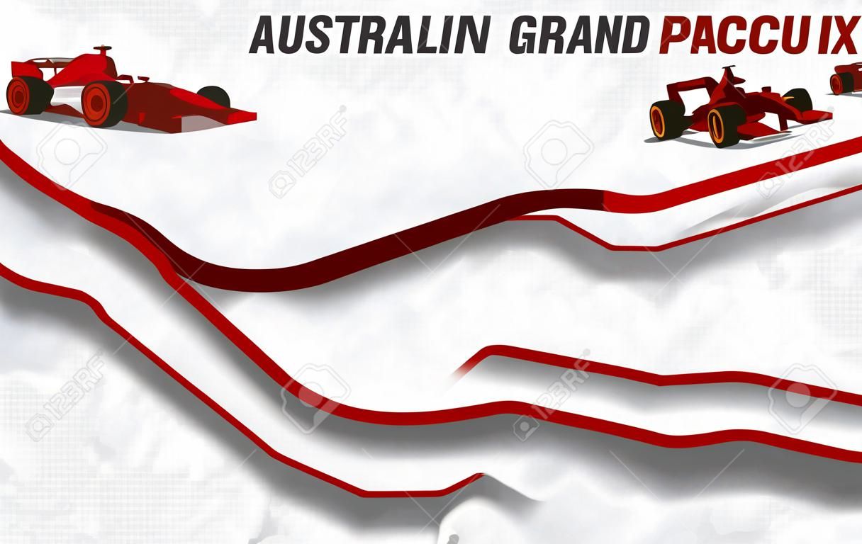 Australian grand prix race track. Detailed racetrack or national circuit for motorsport and formula1 qualification. Vector illustration.