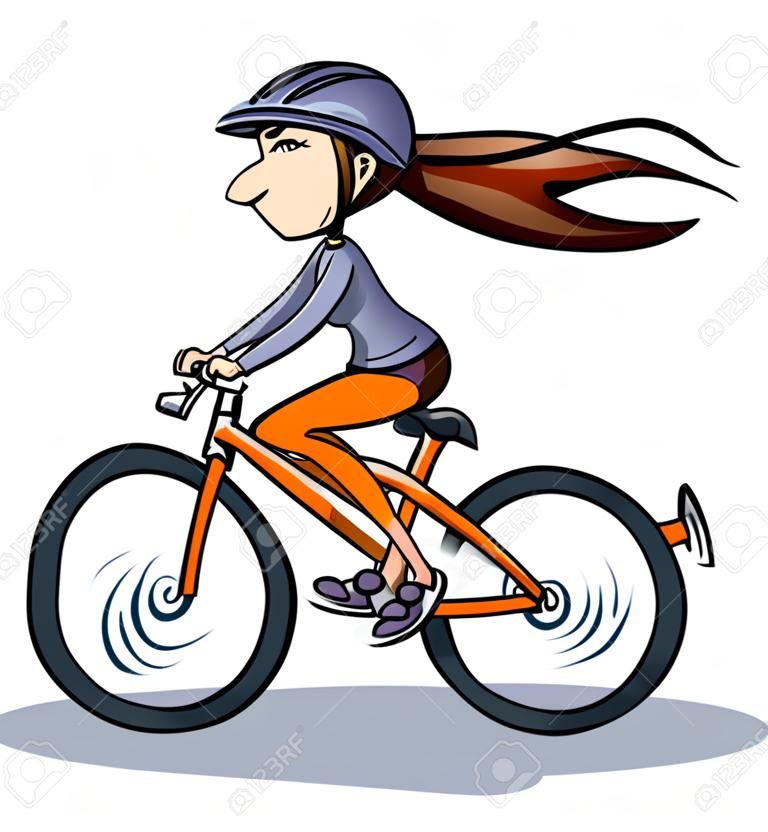 Cartoon Chica en bici