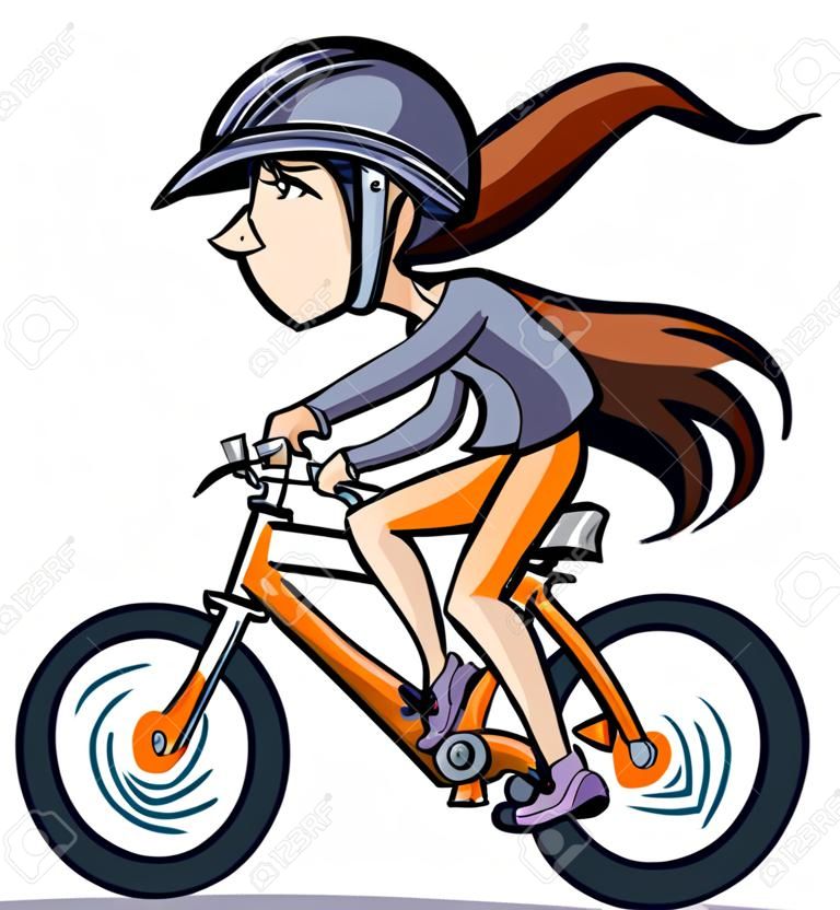 Karikatur-Mädchen auf Fahrrad