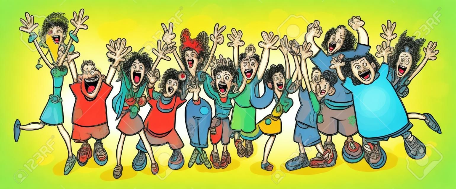 Funny party people cartoon illustration 