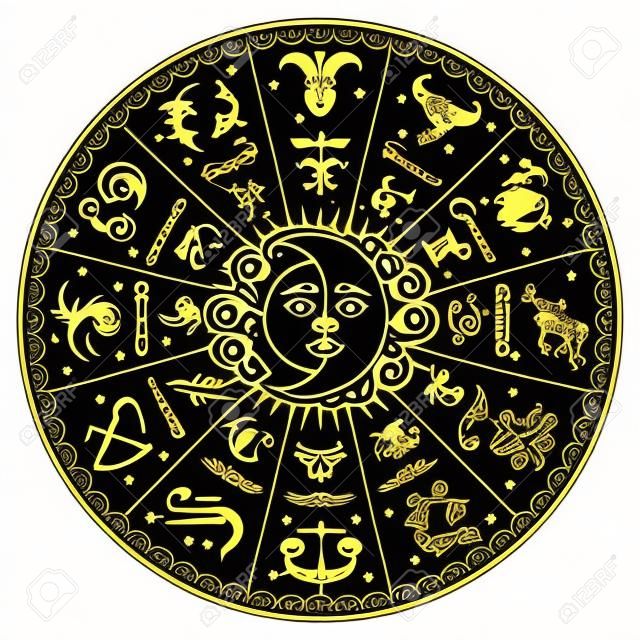 Zodiac signs, horoscope, vector illustration