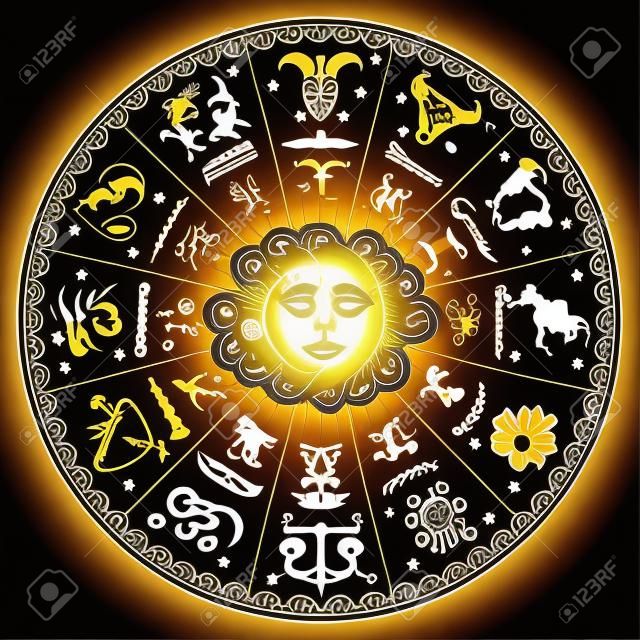 Zodiac signs, horoscope, vector illustration