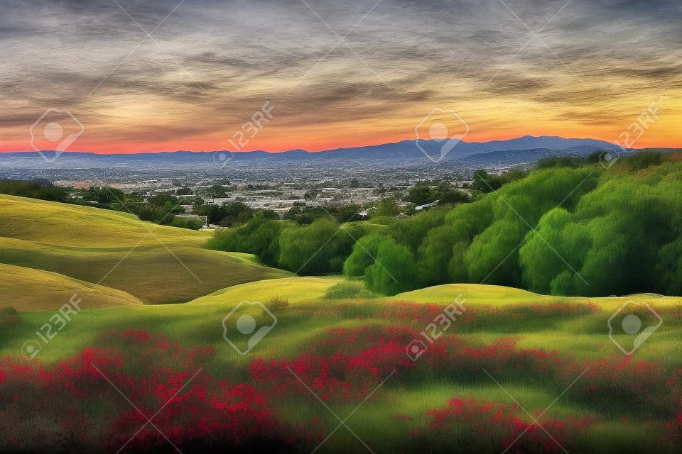 Uitzicht op West Hills en Woodland Hills in de San Fernando Valley regio Los Angeles, Californië.