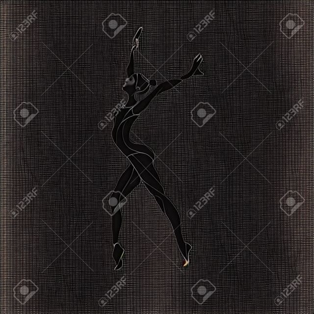 Creative silhouette of gymnastic girl. Art gymnastics, color vector illustration