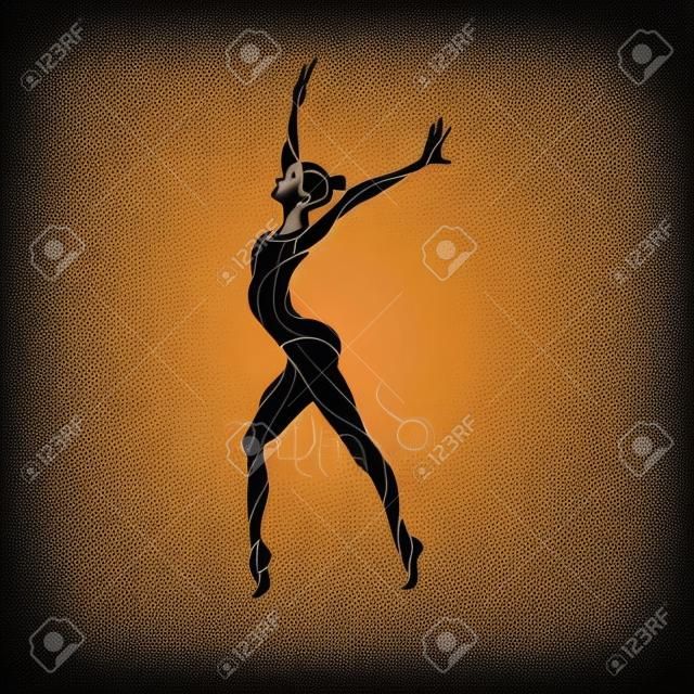 Creative-Silhouette gymnastisches Mädchen. Kunstturnen, Farbe Vektor-Illustration