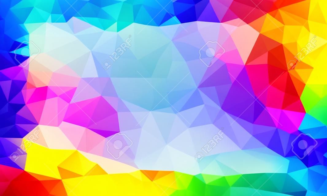 Colorful rainbow polygon background or vector frame. Rainbow colors.