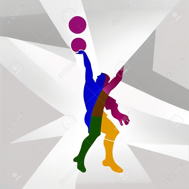 Vector logotipo voleibol. Colorfull jogadores de voleibol bate uma bola