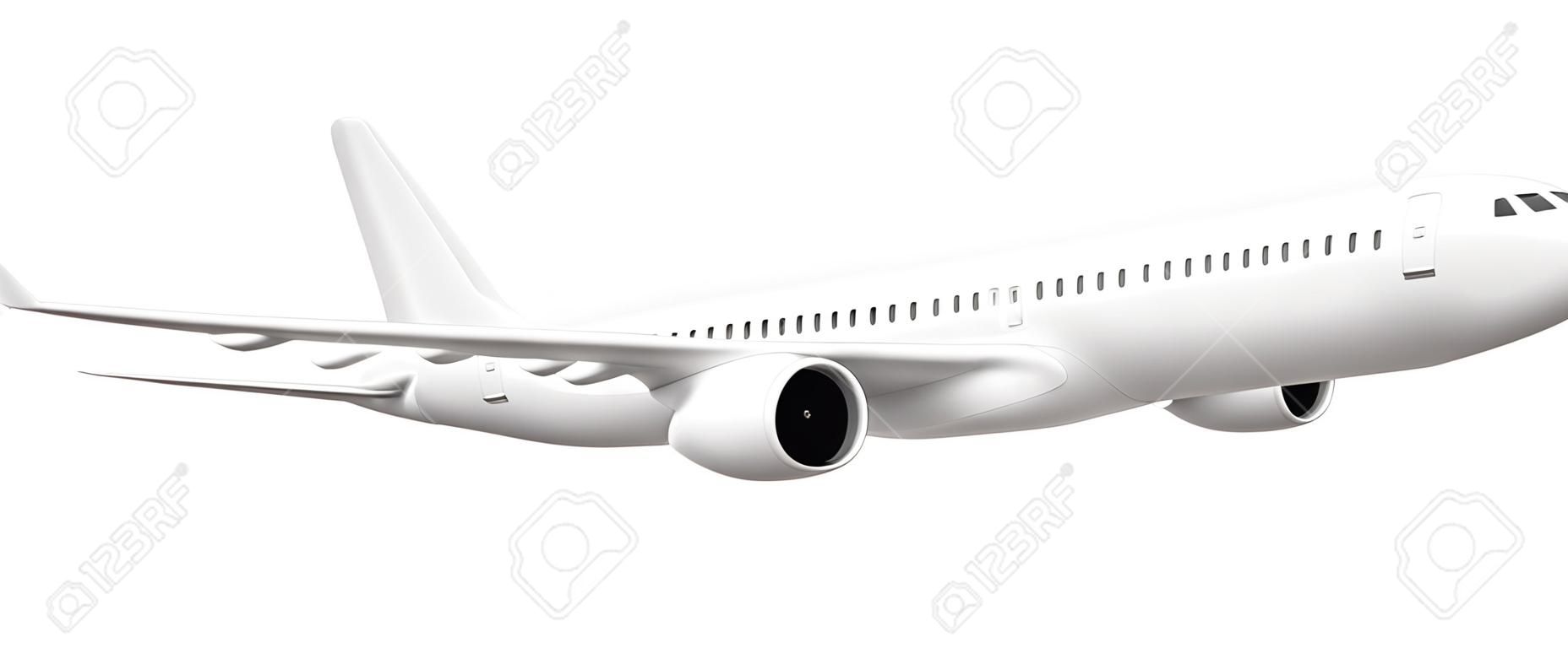 3d white plane flight isolated vector travel icon png. Realistic render of jet on transparent background. Airline commercial mockup for international fly on holiday. Charter aircraft blank template
