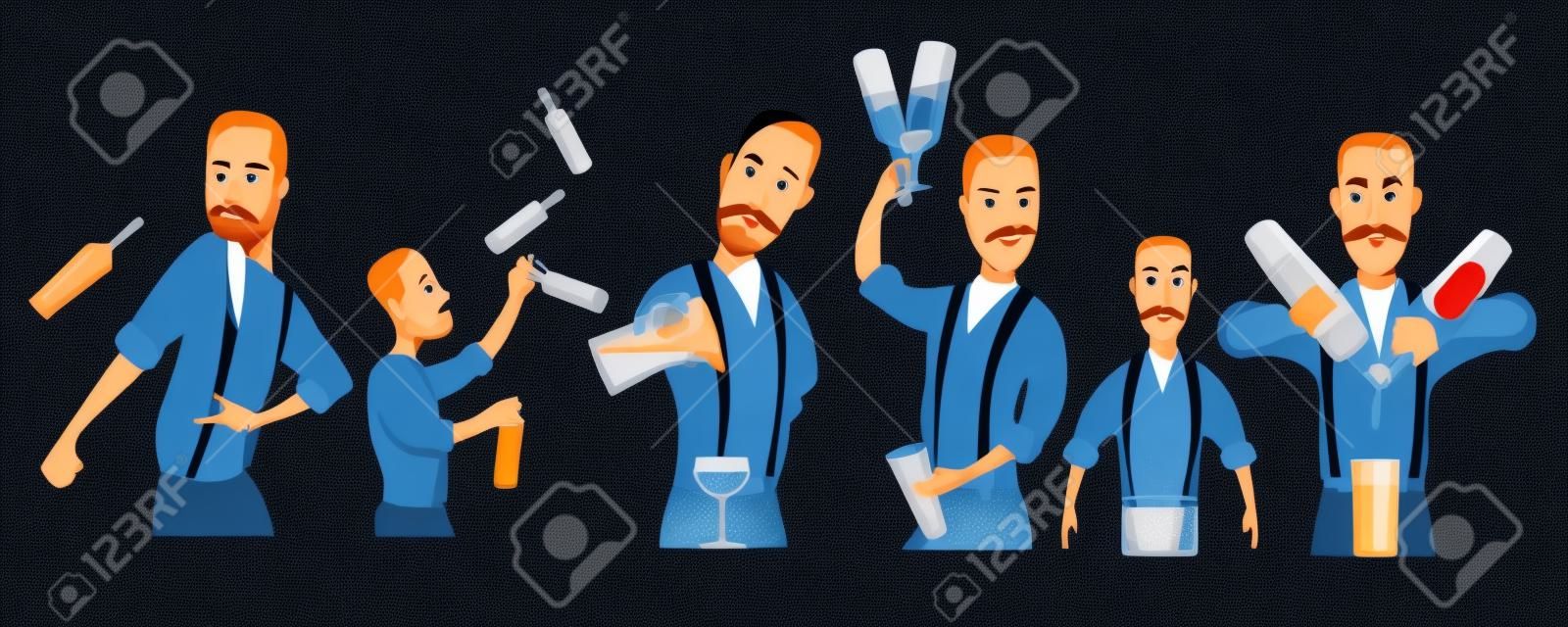 set of bartenders illustration