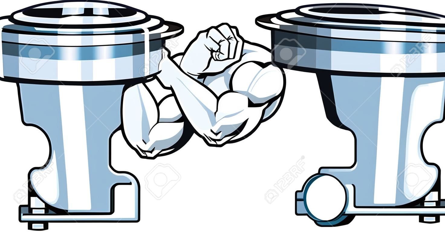 two cartoon very stronger pistons