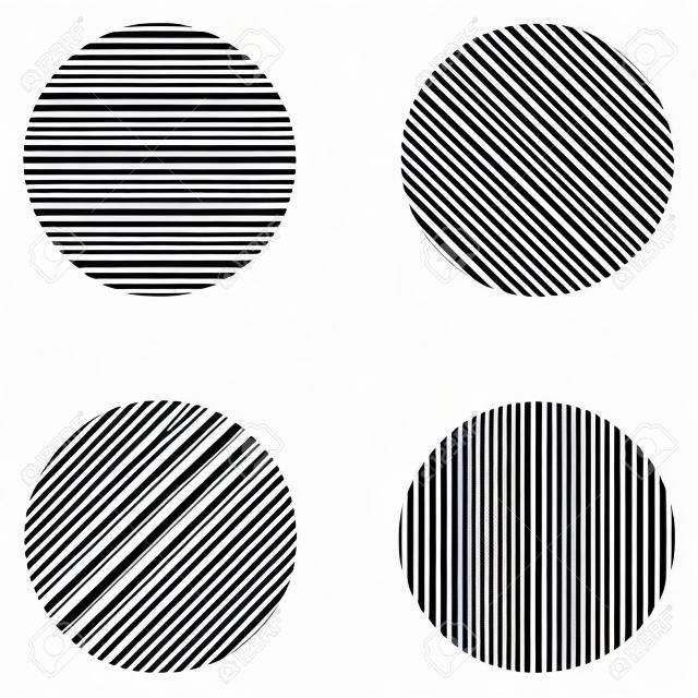 striped circle, vertical, horizontal, diagonal stripes in circle - vector for print or design