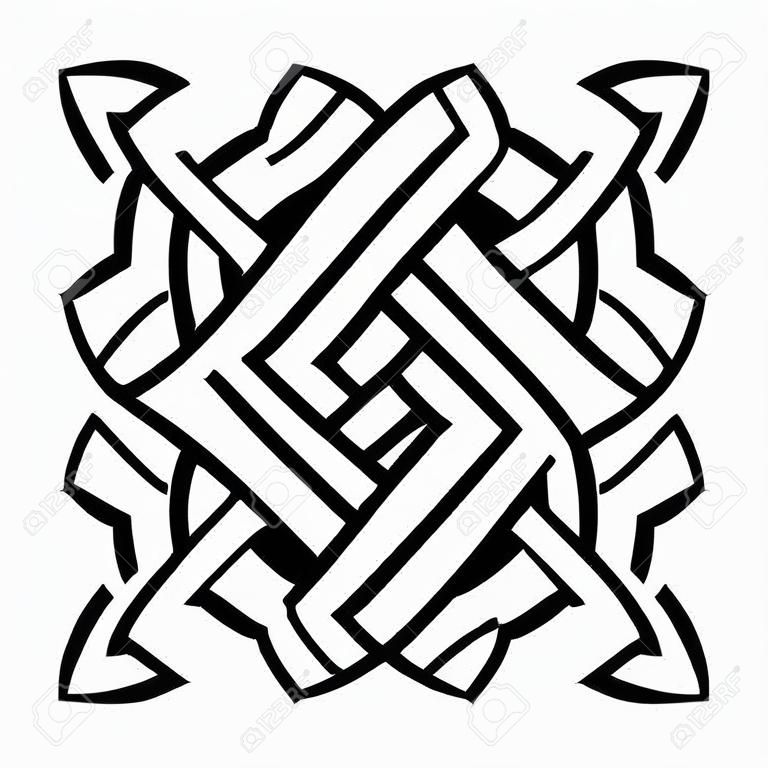 round celtic knot ethno pattern, vector weave knitted lines stripes knot health development and good luck