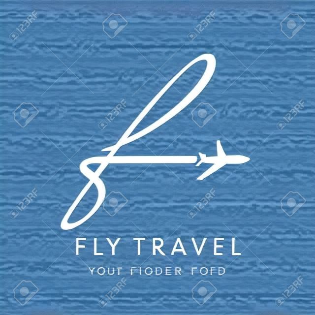 F летать логотип туркомпании. Авиакомпания деловые поездки дизайн логотипа с буквой "F". Fly путешествия вектор шаблон логотип