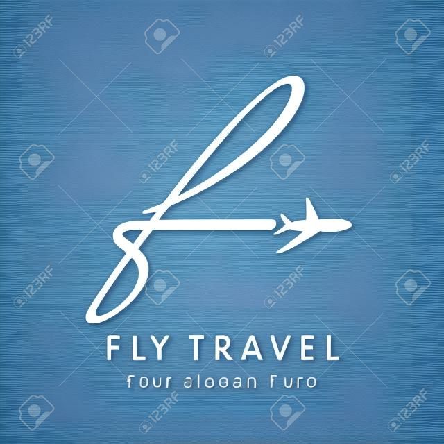 F 여행 회사 로고를 비행. 문자 "F"와 항공 비즈니스 여행 로고 디자인. 여행 벡터 로고 템플릿 플라이