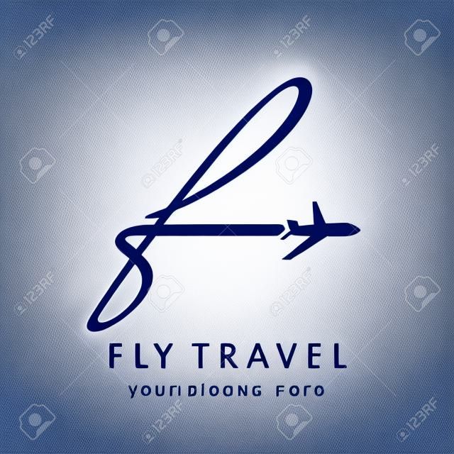 F フライ旅行会社のロゴ。航空会社のビジネス旅行、文字"F"ロゴのデザインです。旅行のベクトルのロゴのテンプレートを飛ぶ