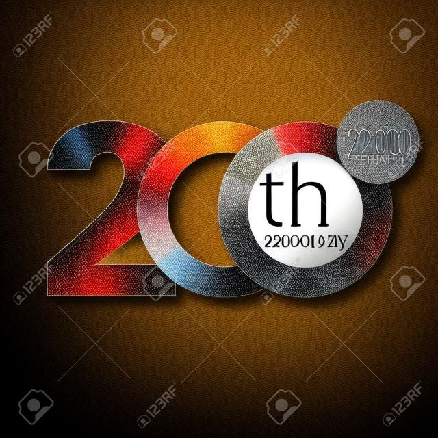 200-lecie rocznicy logo. Godło szablonu 200. rocznica urodzin z okręgiem w postaci kolorowego wykresu i numerem 20