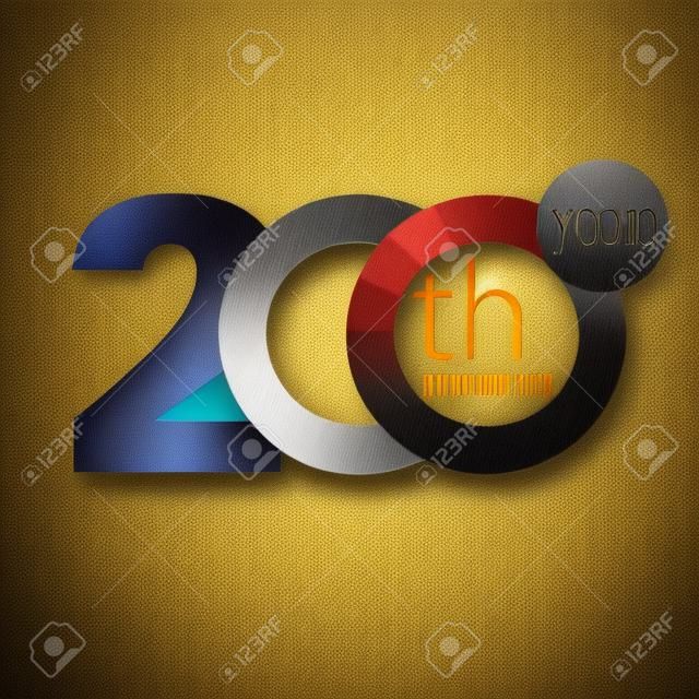 200-lecie rocznicy logo. Godło szablonu 200. rocznica urodzin z okręgiem w postaci kolorowego wykresu i numerem 20