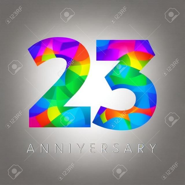 23 rd anniversary numbers. 23 years old logotype. Bright congrats. Isolated abstract graphic web design template. Creative 2, 3 3D digits. Up to 23% percent off discount idea. Congratulation concept.