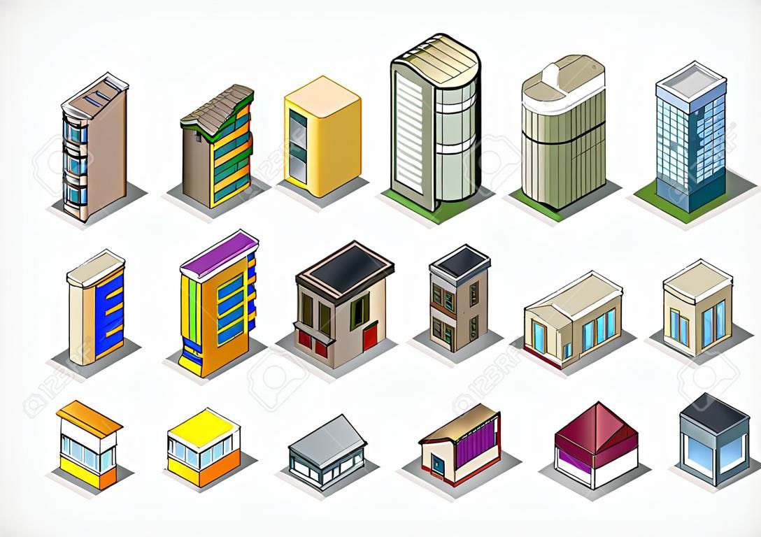 Pixels Art illustration of  isometric buildings