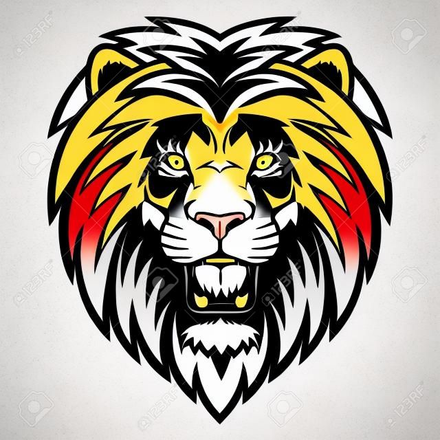 Een Leeuwen hoofd logo. Dit is illustratie ideaal voor een mascotte en tatoeage of T-shirt graphic.