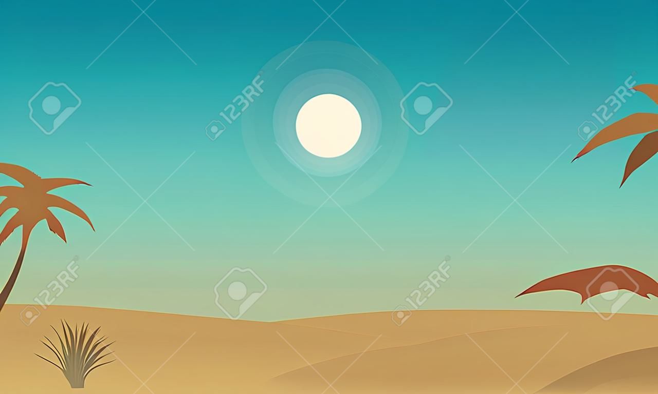 Silhouette of desert and palm landscape vector illustration