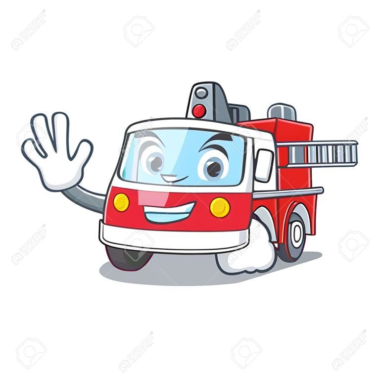 Fumetto del carattere del camion dei pompieri a due dita