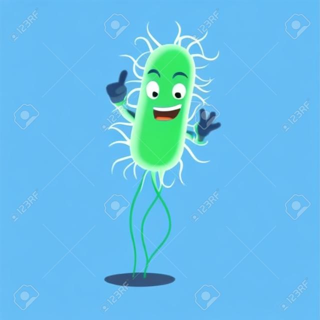 E.coli bacteria mascot character design with one finger gesture. Vector illustration