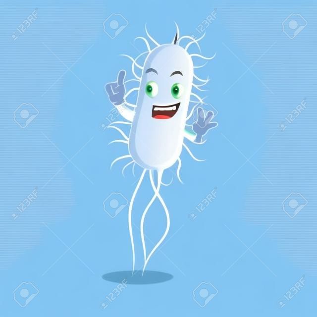 E.coli bacteria mascot character design with one finger gesture. Vector illustration