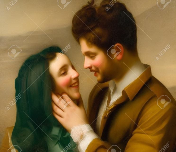 Retrato romántico de una pareja joven y alegre
