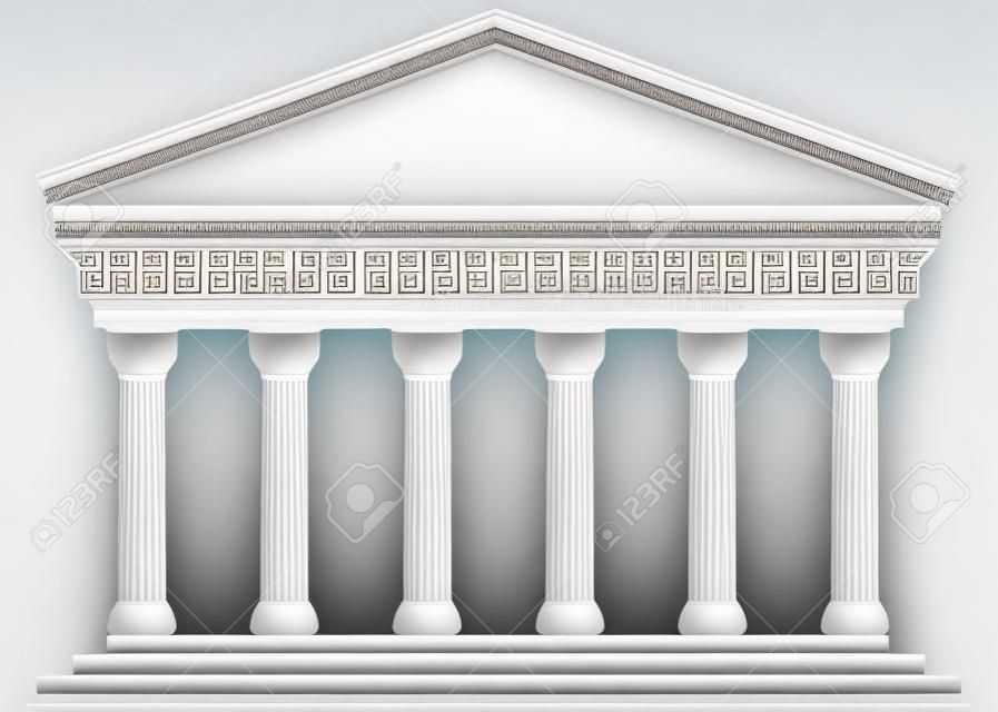 Corinzio Tempio greco su sfondo bianco.