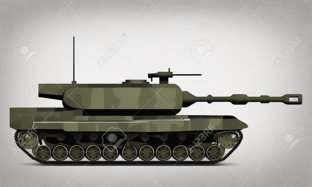 Modern heavy tank on white background. Vector illustration.