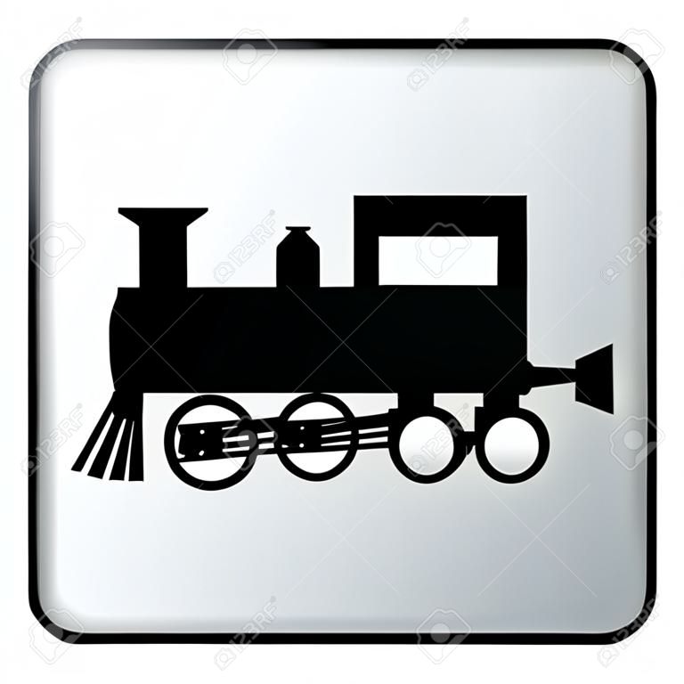 Locomotive button on white background. Vector illustration.