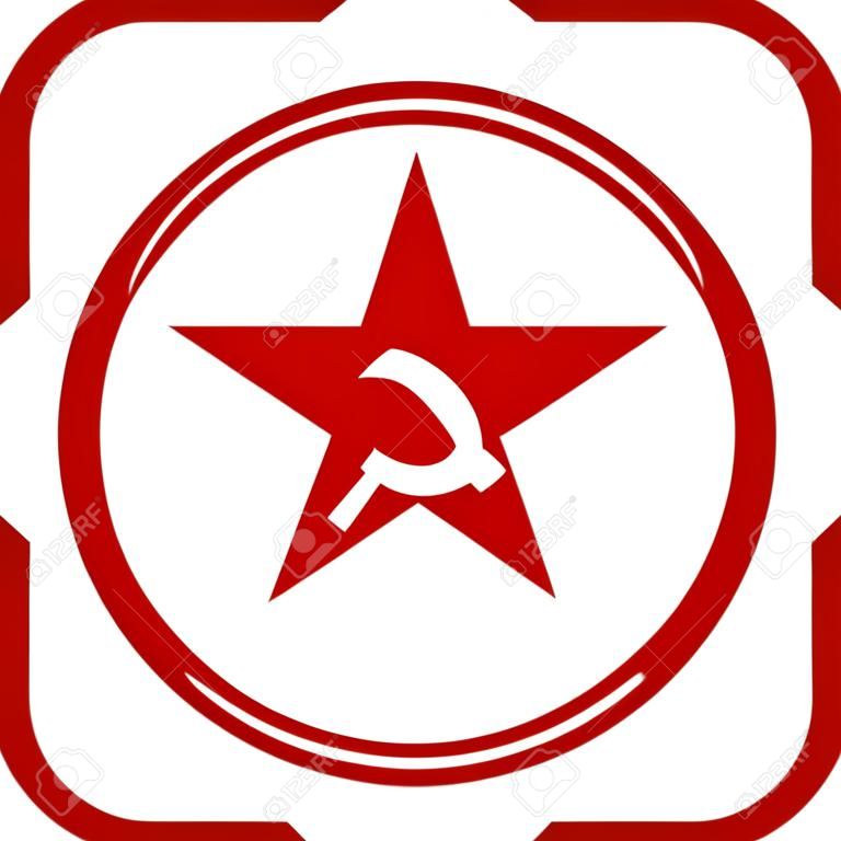 Pulsante stella Comunismo su sfondo bianco. Illustrazione vettoriale.