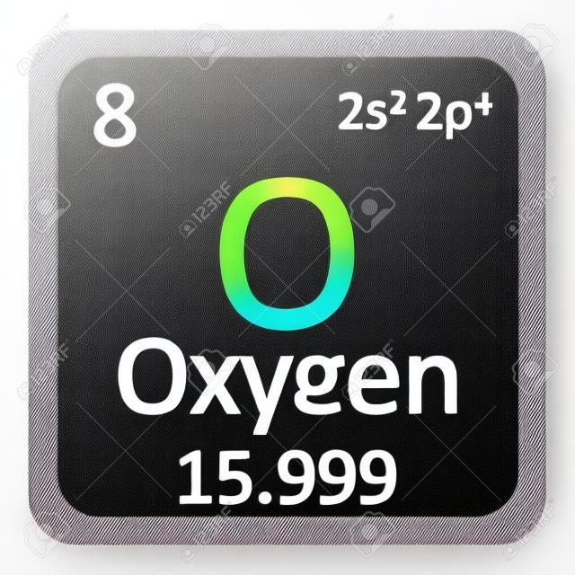 Tabla periódica del icono del elemento oxígeno en el fondo blanco. Ilustración del vector.