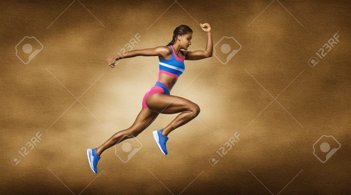 strong woman running fast