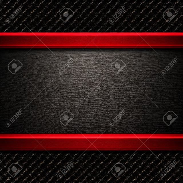 red metal plate on black metal plate for background and texture. 3d illustration.