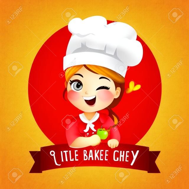 The little bakery girl chef's logo is happy,tasty and sweet smile.