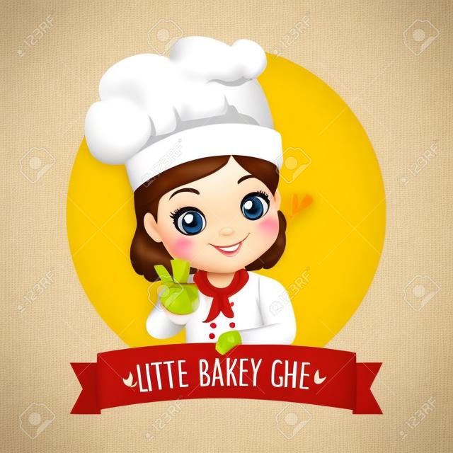 Logo szefa kuchni małej piekarni jest szczęśliwym, smacznym i słodkim uśmiechem.