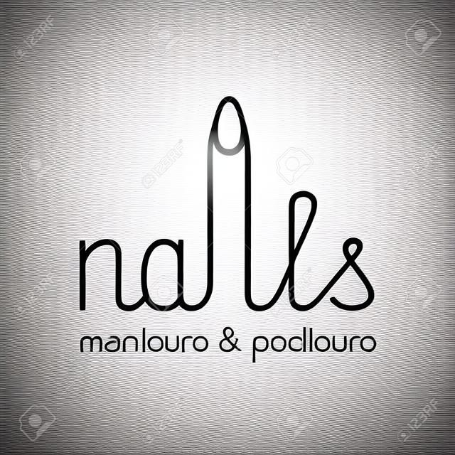 Manicure logo vettoriale. disegno non standard, disegnati a mano lettering